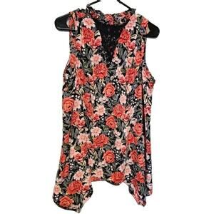 Torrid Georgette Tunic Tank Top Women's 0 Large Floral Sleeveless Chiffon